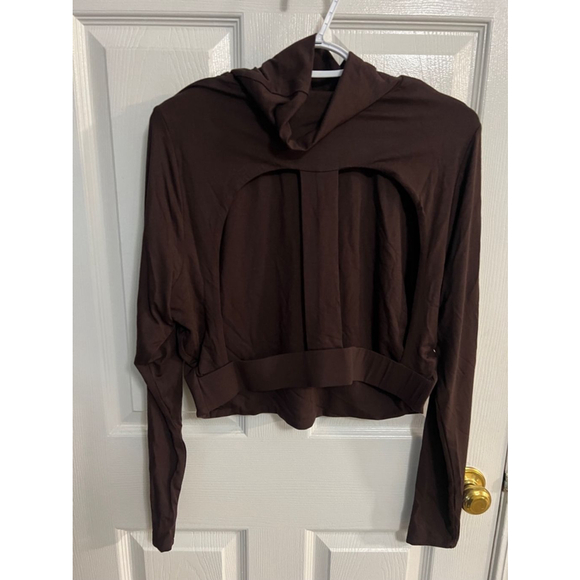 Naked Wardrobe Brown Turtleneck Long Sleeve Crop Top Size 2X NEW - Picture 6 of 10